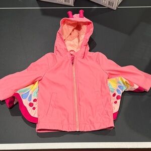 Kids Pink Hooded Butterfly Rain Jacket with Colorful Accents